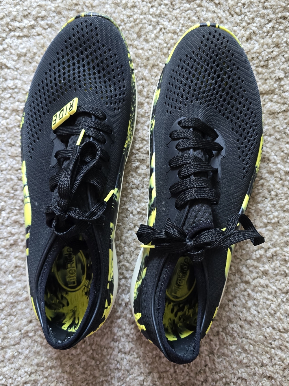 CROCS Black & Neon Yellow Slip-On Sneakers Size 12M